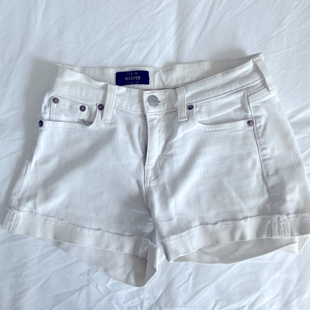 J. Crew Washed white denim mini shorts size 24